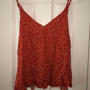 floral burnt orange tank top